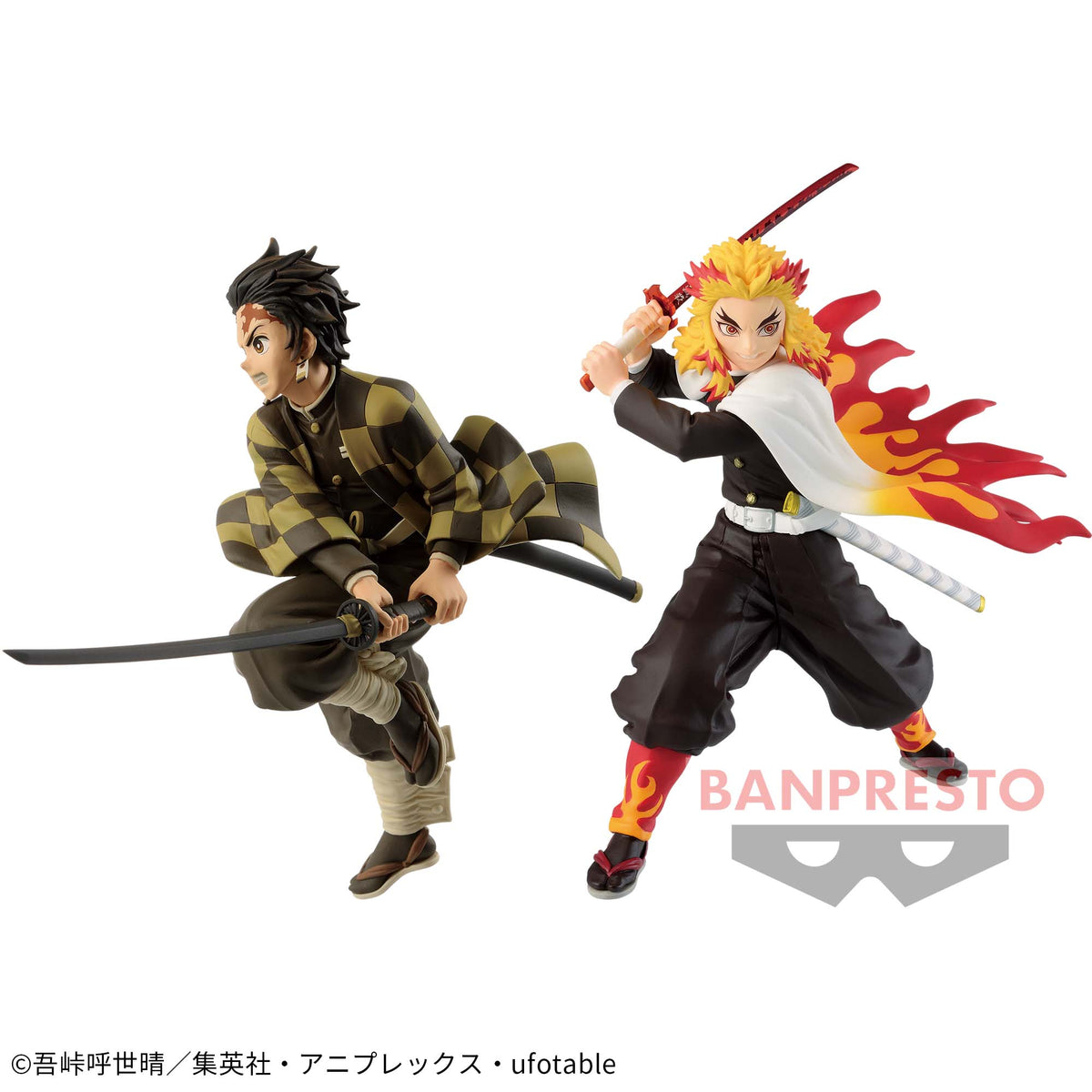 Tanjiro Kamado Sepia Color & Kyojuro Rengoku Vibration Stars Bandai Banpresto Action Figure