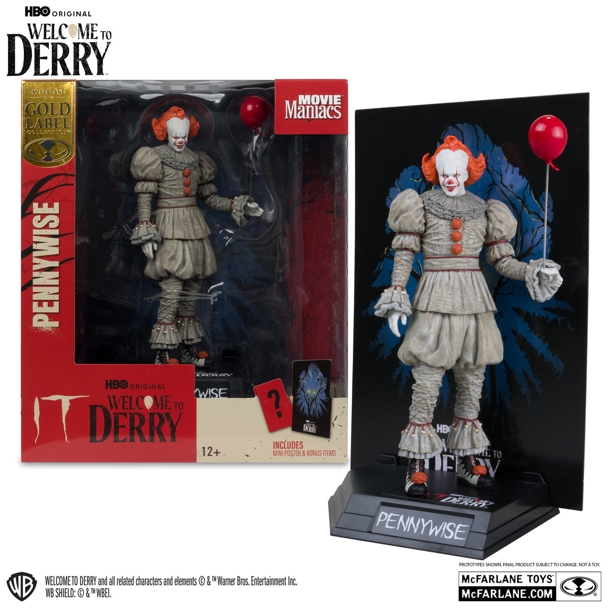 Pennywise Welcome to Derry Movie Maniacs Gold Label McFarlane Toys Action Figure