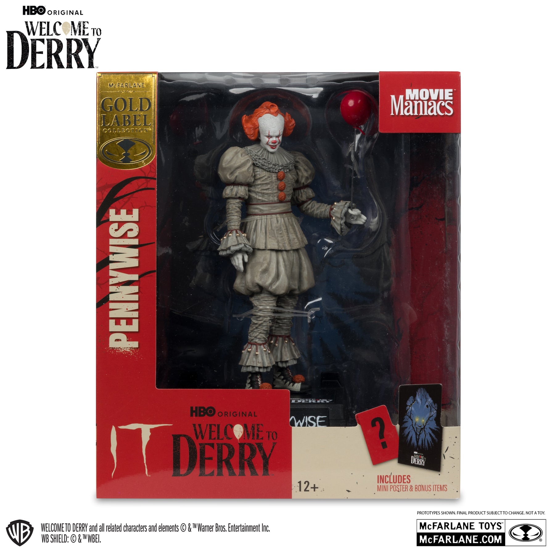 Pennywise Welcome to Derry Movie Maniacs Gold Label McFarlane Toys Action Figure
