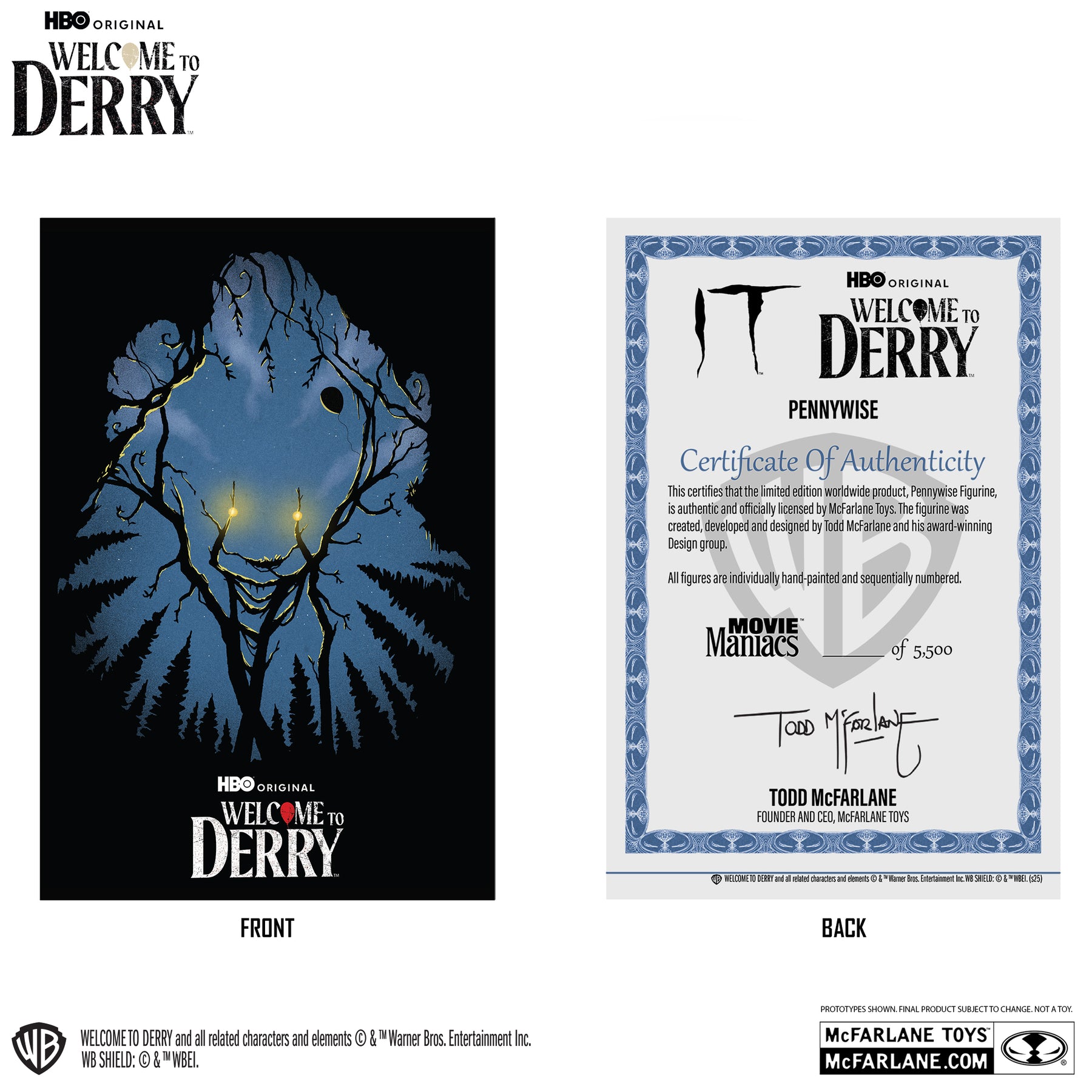 Pennywise Welcome to Derry Movie Maniacs Gold Label McFarlane Toys Action Figure
